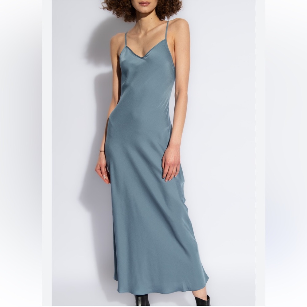 Privacy Please Slate Deep Plunge Silky Maxi Dress 🆕